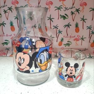 Vintage Disney Glass Pitcher and Mug